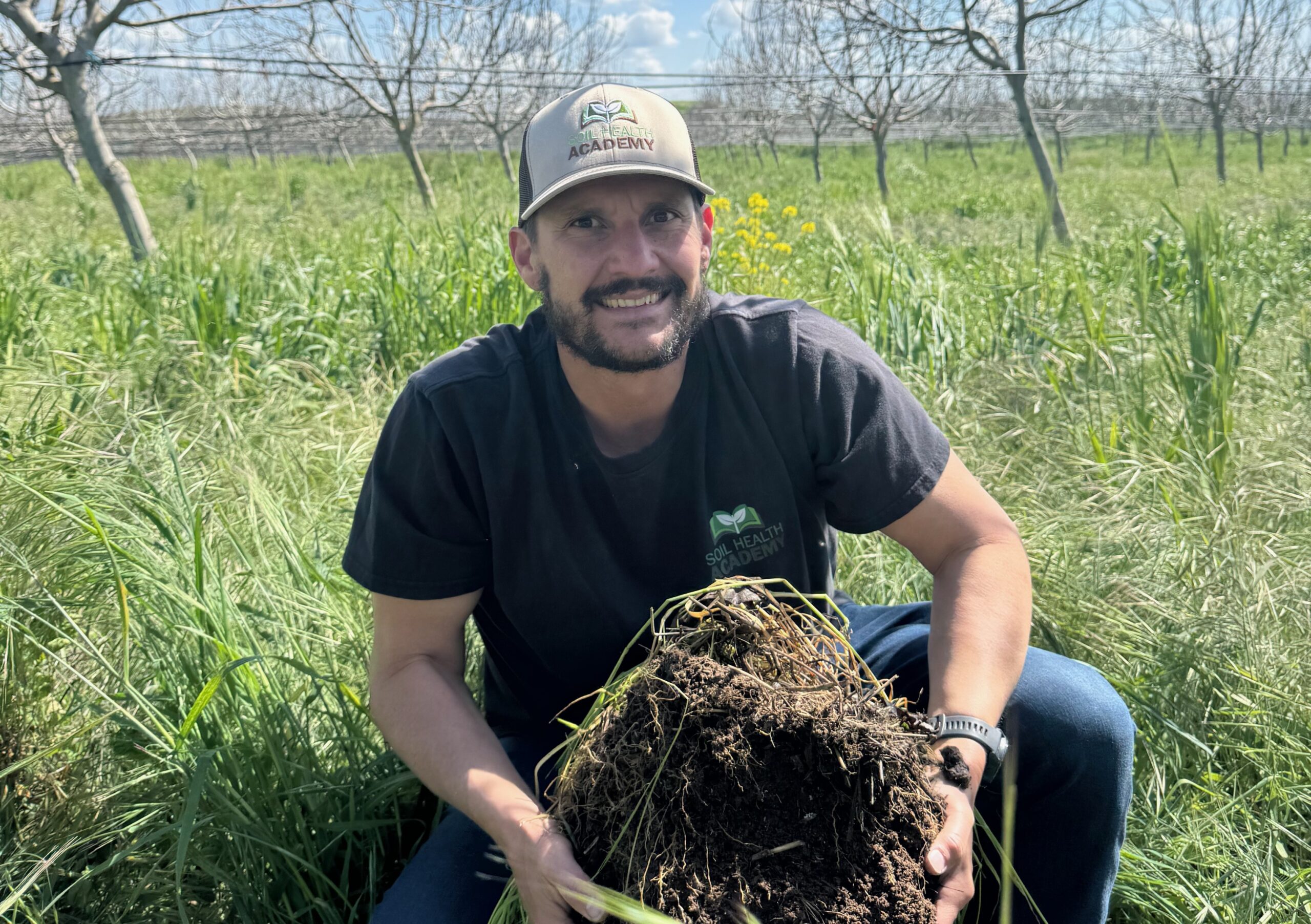 Chuck with soil in orchard
